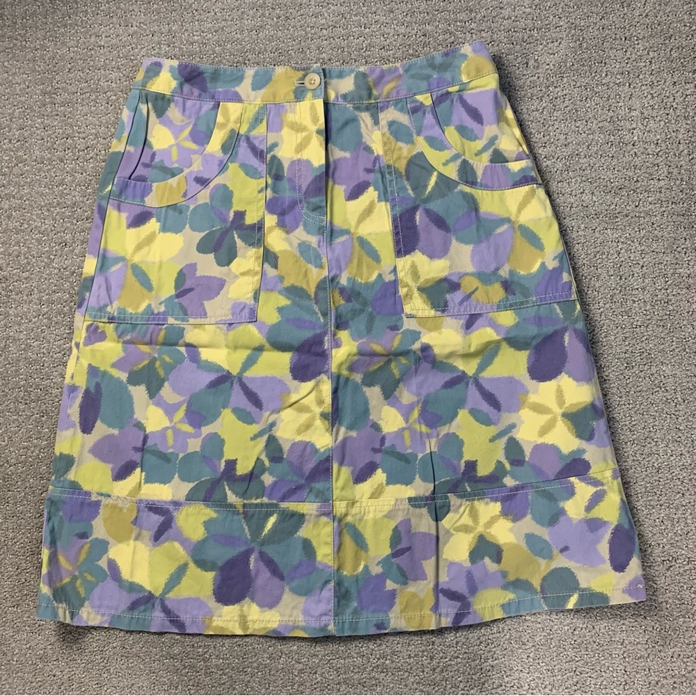 J Jill Spring Easter Pastel Floral Pencil Knee Length Skirt Size 8 Petite